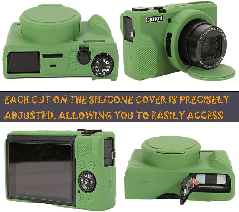 AEXUTDA Case for Canon Powershot G7X Mark III Digital Camera, G7X Mark iii Camera Silicone Case, Anti-Scratch Slim Fit Soft Skin, G7X Mark 3 Accessories with Detachable Lens Cover - Green - Image 2